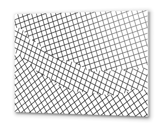 geometric square shape pattern abstract background in black and white Metal prints by Timmy333