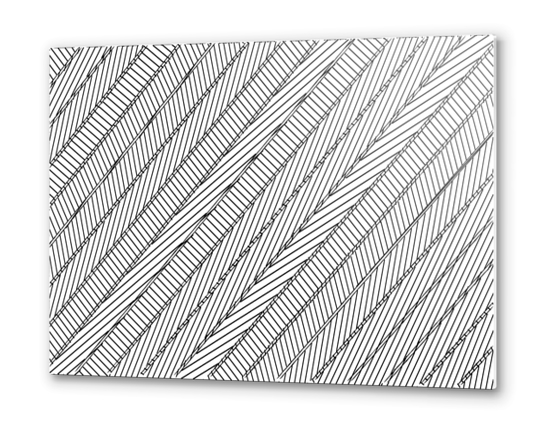 geometric line pattern abstract background in black and white Metal prints by Timmy333