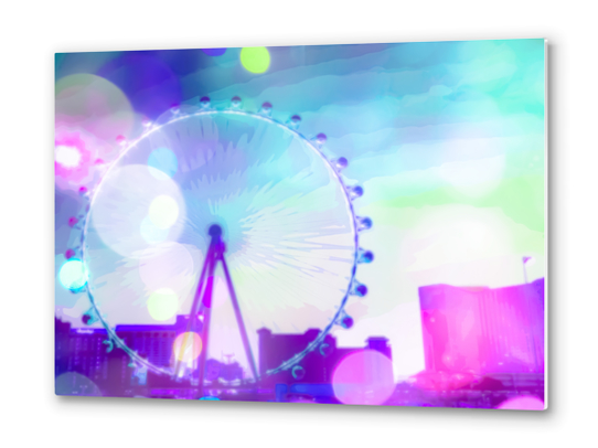 ferris wheel in the city at Las Vegas, USA with the night light bokeh Metal prints by Timmy333