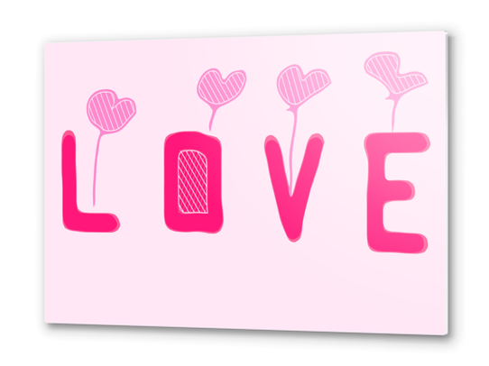 LOVE with pink heart Metal prints by Timmy333