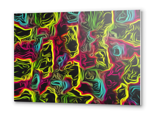 psychedelic painting texture abstract background in pink blue yellow Metal prints by Timmy333