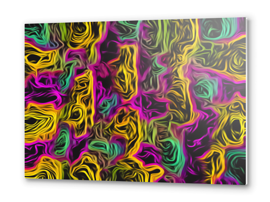 psychedelic painting texture abstract background in pink yellow blue Metal prints by Timmy333