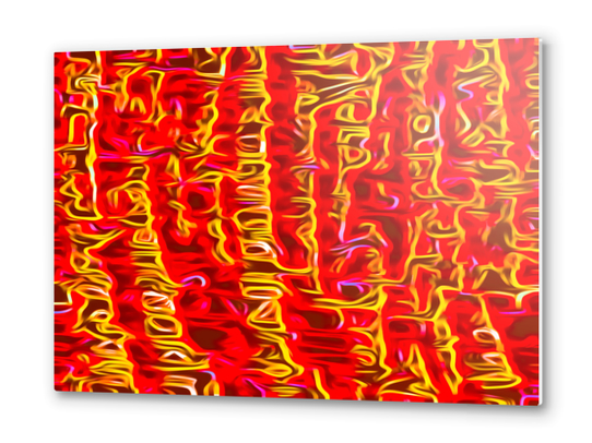 psychedelic painting texture abstract pattern background in red and yellow Metal prints by Timmy333