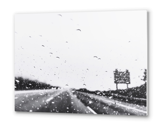 on the road in the rainy day in black and white Metal prints by Timmy333