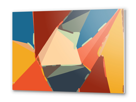 geometric pattern abstract in brown orange blue Metal prints by Timmy333