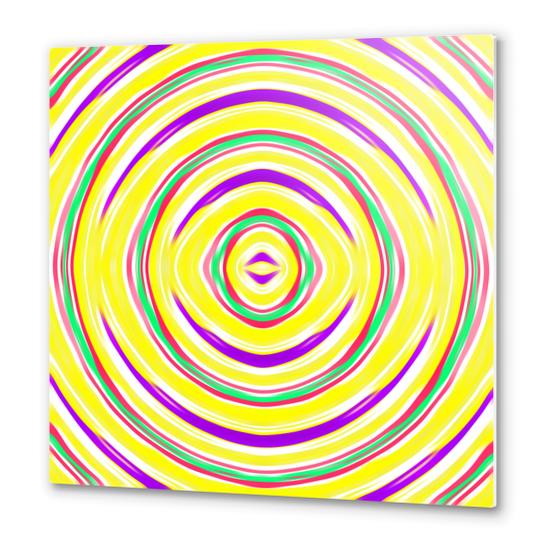 yellow purple green pink circle line drawing abstract background Metal prints by Timmy333