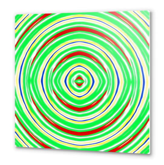 green red yellow and blue circle line drawing abstract background Metal prints by Timmy333