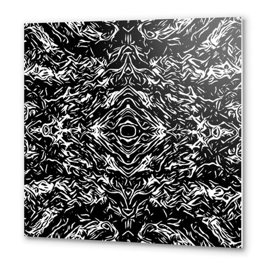 psychedelic graffiti symmetry art abstract in black and white Metal prints by Timmy333