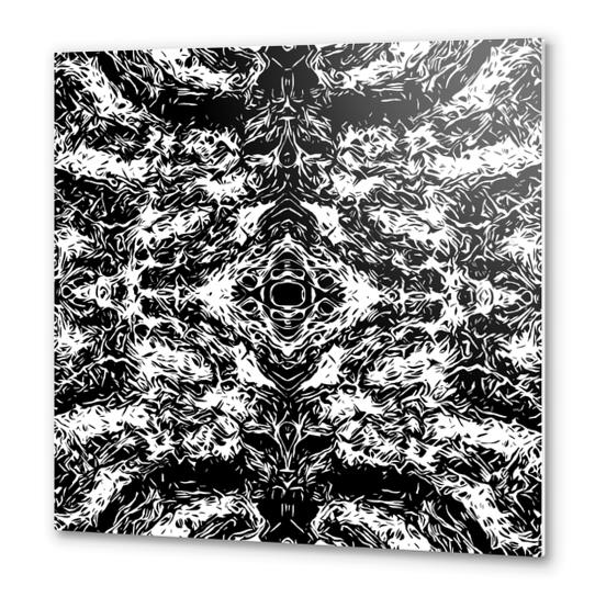 vintage psychedelic graffiti symmetry art abstract in black and white Metal prints by Timmy333