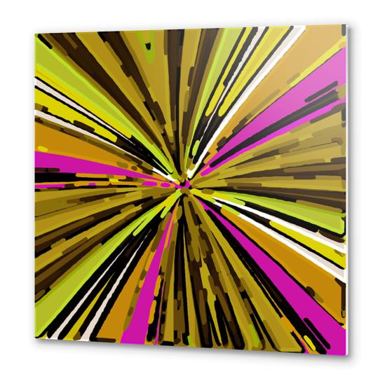 psychedelic geometric graffiti line pattern painting abstract in yellow green brown pink Metal prints by Timmy333