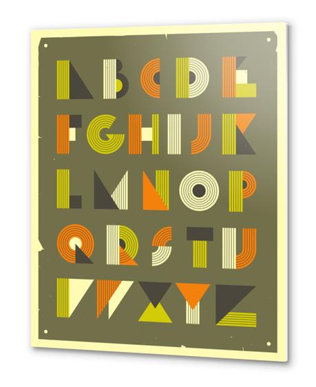 RETRO ALPHABET - GREEN Metal prints by Jazzberry Blue