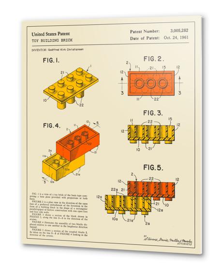 BUILDING BRICKS PATENT Metal prints by Jazzberry Blue