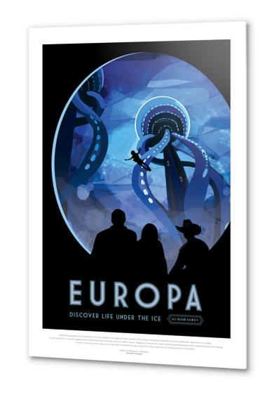 Europa: Discover Life Under the Ice - NASA JPL Space Travel Poster Metal prints by Space Travel