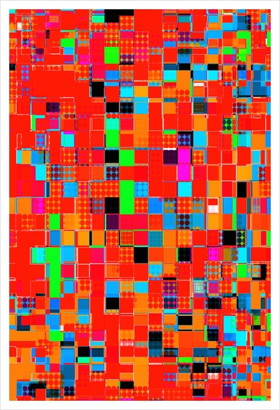 graphic design pixel geometric square pattern abstract background in red orange blue green Art Print by Timmy333