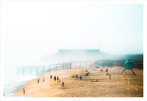 foggy sky and sandy beach at Point Mugu State Park, California, USA Art Print by Timmy333