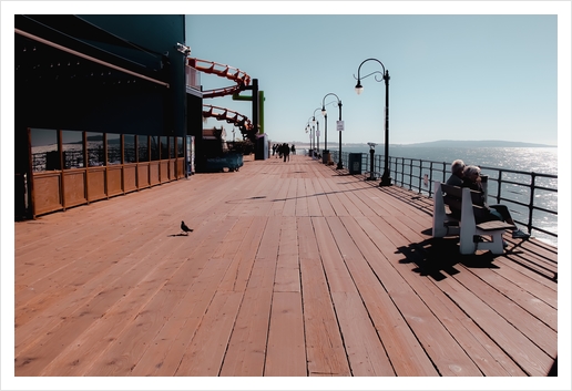 Summer at Santa Monica Pier California USA with blue sky Art Print by Timmy333