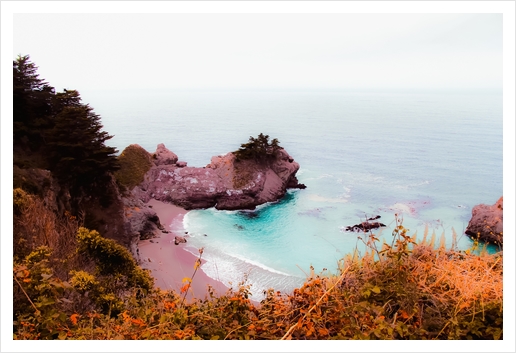 Ocean view at Mcway Falls, Big Sur, Highway 1, California, USA Art Print by Timmy333