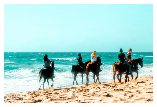 blue ocean with sandy beach at Oxnard Beach, California, USA Art Print by Timmy333