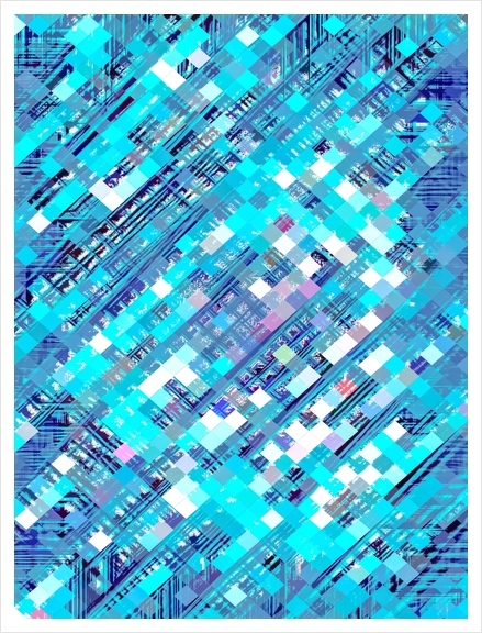 geometric square pixel pattern abstract background in blue and pink Art Print by Timmy333