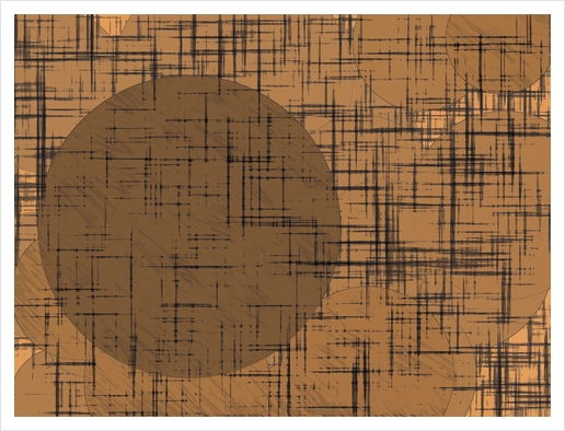 geometric square and circle pattern in brown Art Print by Timmy333