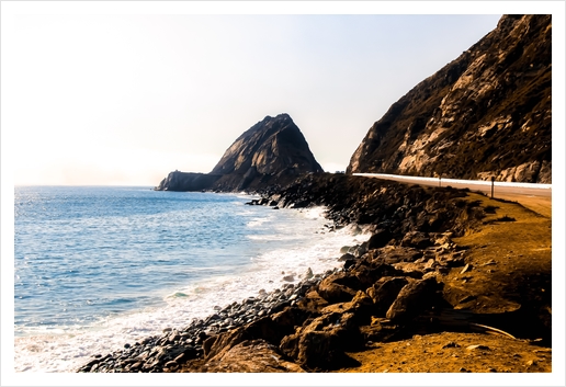 road with blue ocean view at Point Mugu State Park, California, USA Art Print by Timmy333