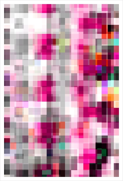 geometric pixel square pattern abstract background in pink Art Print by Timmy333