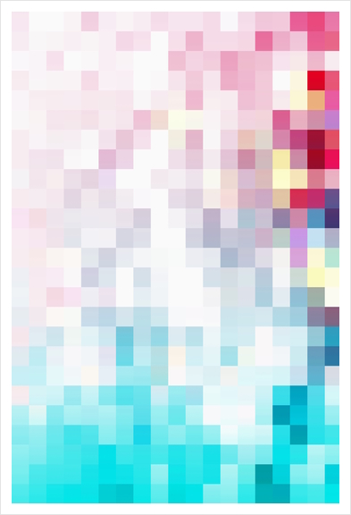 graphic design geometric pixel square pattern abstract background in pink blue yellow Art Print by Timmy333