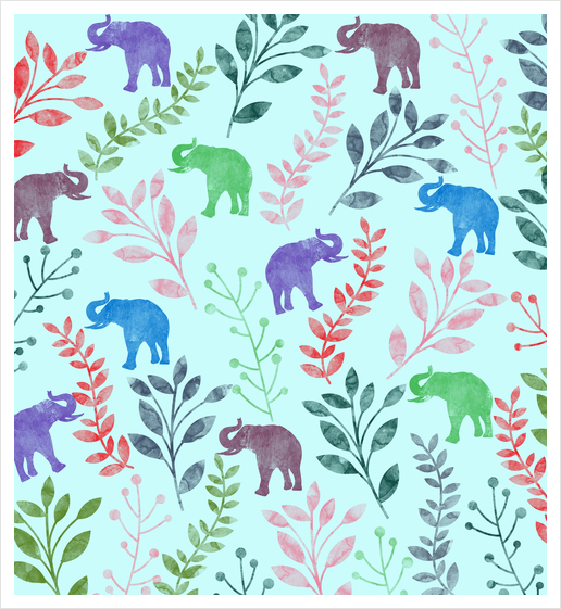 Floral and Elephant X 0.2 Art Print by Amir Faysal