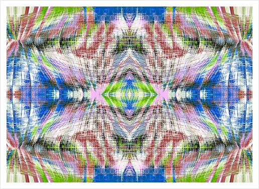 geometric symmetry pattern abstract background in pink blue green brown Art Print by Timmy333