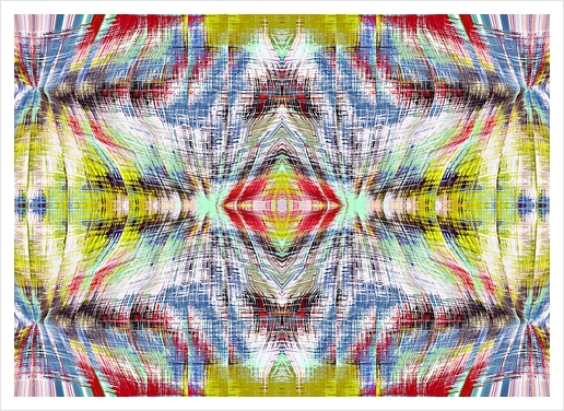 geometric symmetry pattern abstract background in blue yellow red Art Print by Timmy333