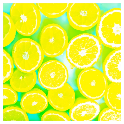 juicy yellow lemon pattern abstract with green background Art Print by Timmy333