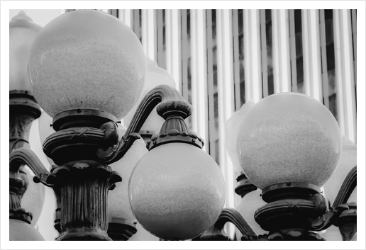 Urban Light at LACMA Los Angeles California USA in black and white Art Print by Timmy333