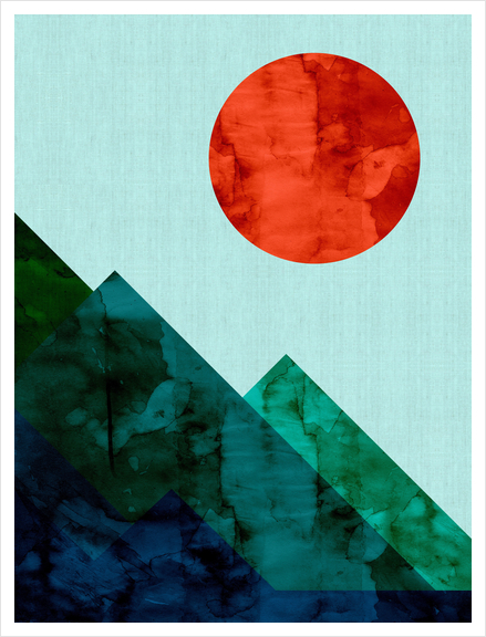 Geometric landscape watercolor III Art Print by Vitor Costa