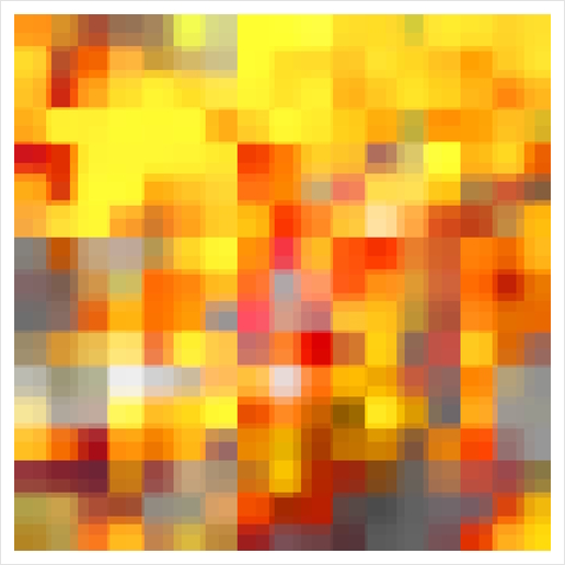 graphic design geometric pixel square pattern abstract in red yellow brown Art Print by Timmy333