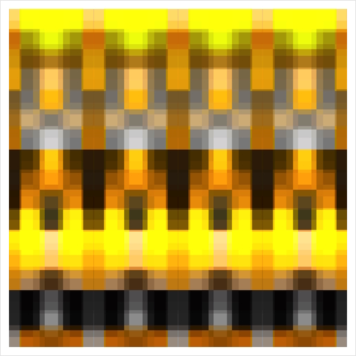 geometric symmetry art pixel square pattern abstract background in yellow brown Art Print by Timmy333