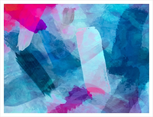 splash painting texture abstract background in blue pink Art Print by Timmy333