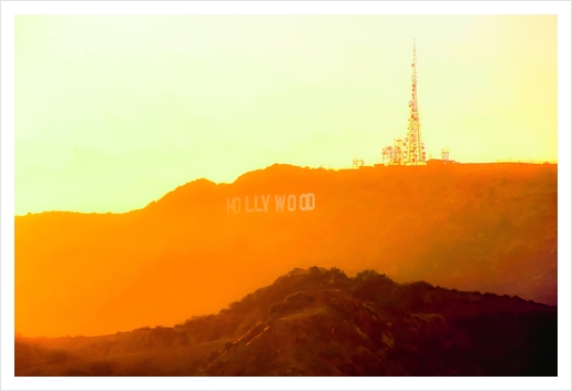 sunset sky in summer at Hollywood Sign, Los Angeles, California, USA Art Print by Timmy333