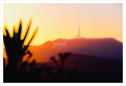 sunset sky at Hollywood Sign Los Angeles California USA Art Print by Timmy333