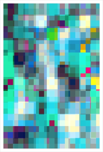 geometric pixel square pattern abstract background in blue green pink Art Print by Timmy333