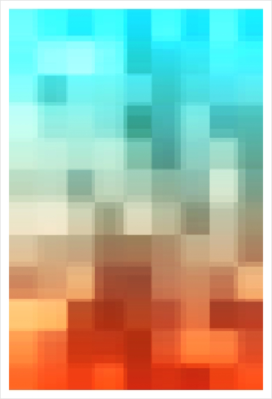 geometric pixel square pattern abstract background in blue brown Art Print by Timmy333