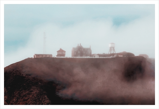 mountain with foggy blue sky at Big Sur, California, USA Art Print by Timmy333