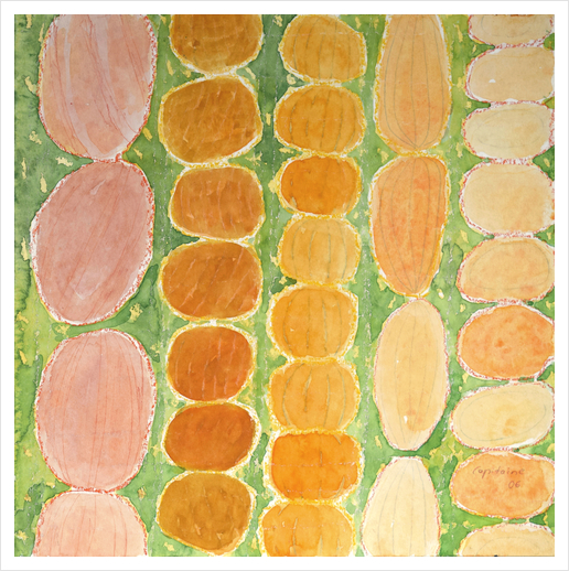 Rows of Round and Reddish Food on Green  Art Print by Heidi Capitaine