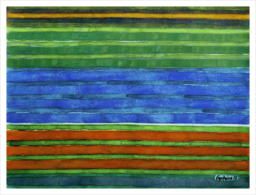 Horizontal Stripes In Red Blue Green Art Print by Heidi Capitaine