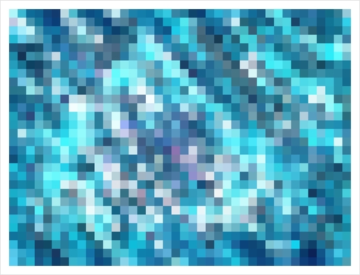 geometric square pixel pattern abstract in blue Art Print by Timmy333