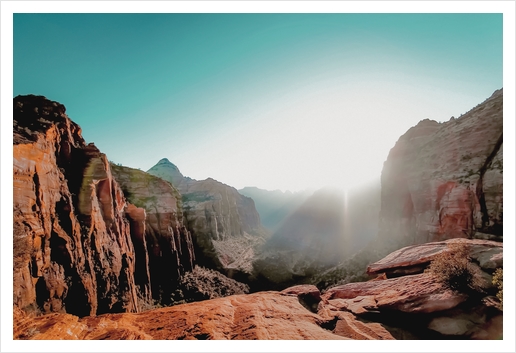 Mountain view with summer sky at Zion national park Utah USA Art Print by Timmy333