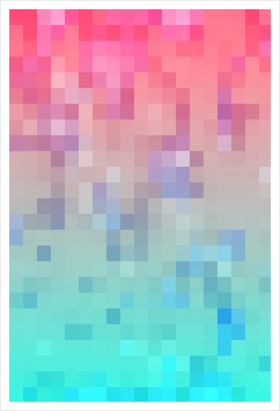 geometric pixel square pattern abstract background in pink blue Art Print by Timmy333