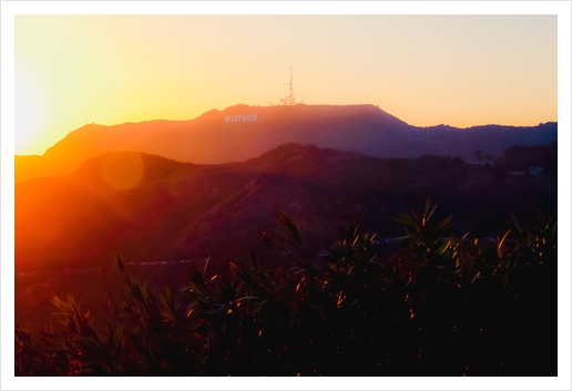 Summer sunset light at Hollywood Sign Los Angeles California USA Art Print by Timmy333