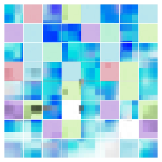 geometric pixel square pattern abstract background in blue pink green Art Print by Timmy333