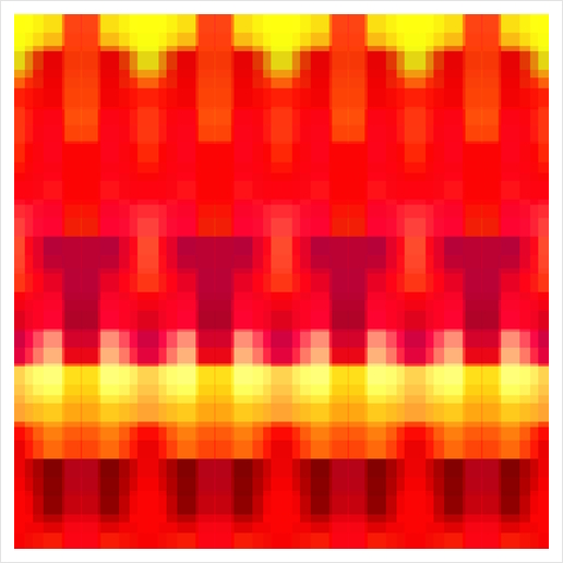 geometric symmetry art pixel square pattern abstract background in red yellow Art Print by Timmy333