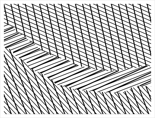 geometric square shape line abstract pattern in black and white Art Print by Timmy333